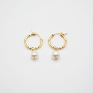 Pearl Drop Hoop Earrings